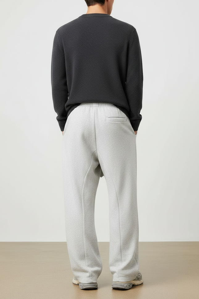 Pantalon À Pince Gris Ample Droit Décontracté Homme - Molleton - vue 2