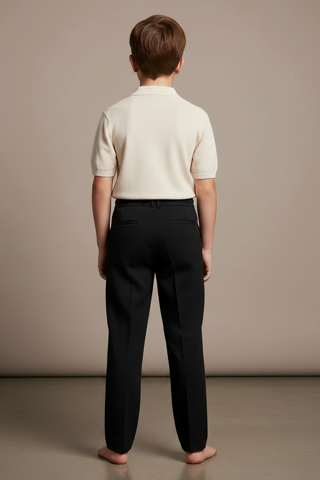 Pantalon À Pince Noir Droit Cordon Décontracté Garçon - Gabardine - vue 2