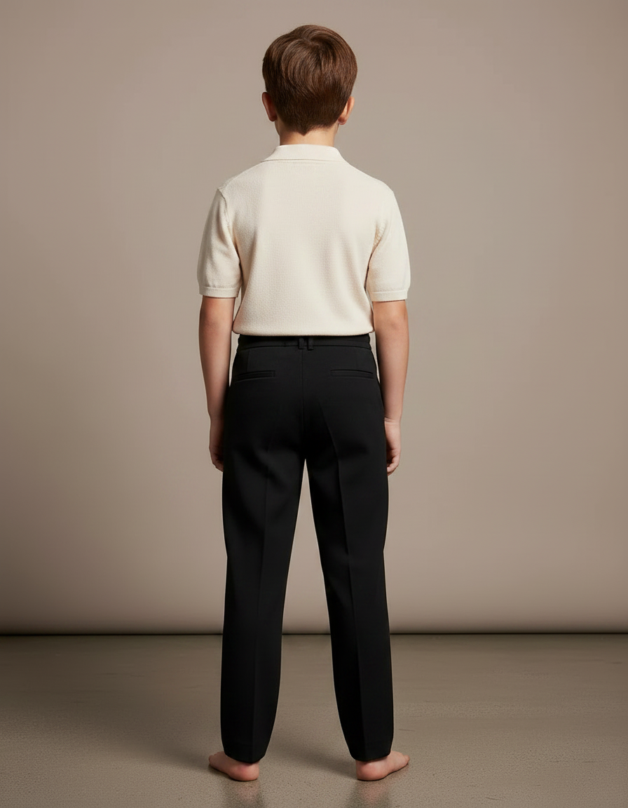 Pantalon À Pince Noir Droit Cordon Décontracté Garçon - Gabardine - vue 2