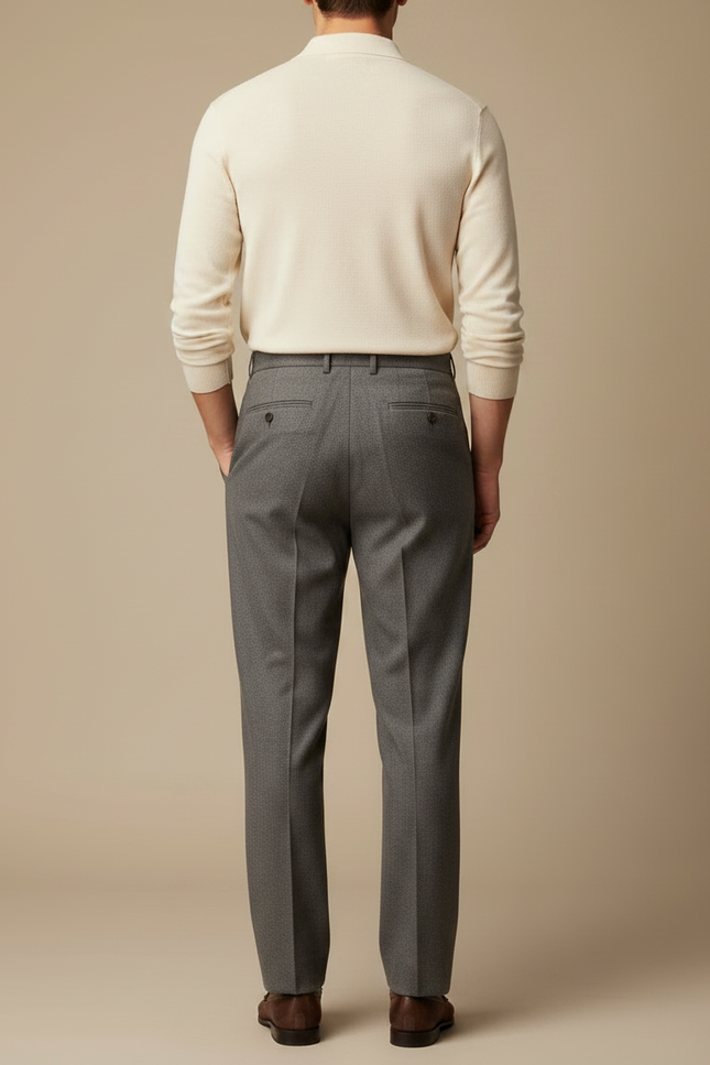 Pantalon À Pince Gris Plissé Tissu Élégant Décontracté - Laine - vue 2