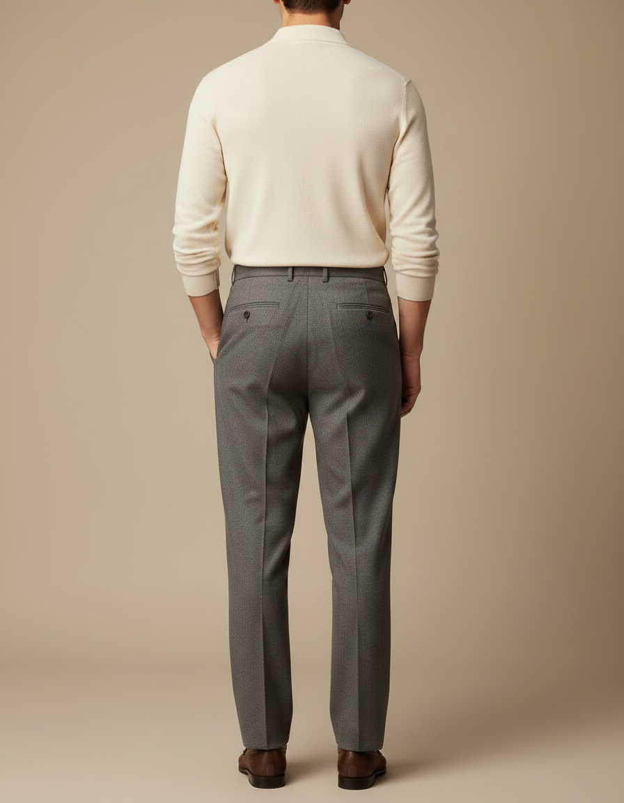 Pantalon À Pince Gris Plissé Tissu Élégant Décontracté - Laine - vue 2