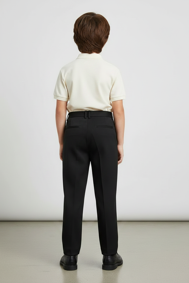 Pantalon À Pince Noir Plissé Droit Enfant Élégant - Gabardine - vue 2