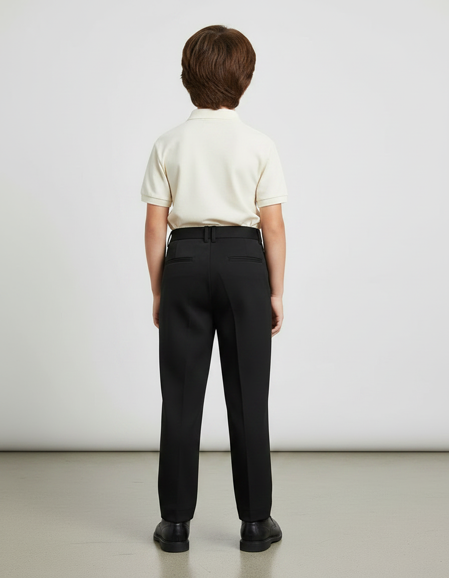 Pantalon À Pince Noir Plissé Droit Enfant Élégant - Gabardine - vue 2