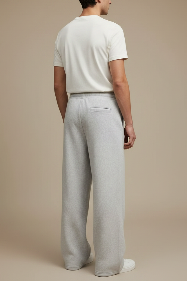 Pantalon À Pince Gris Ample Molleton Décontracté Homme - vue 2