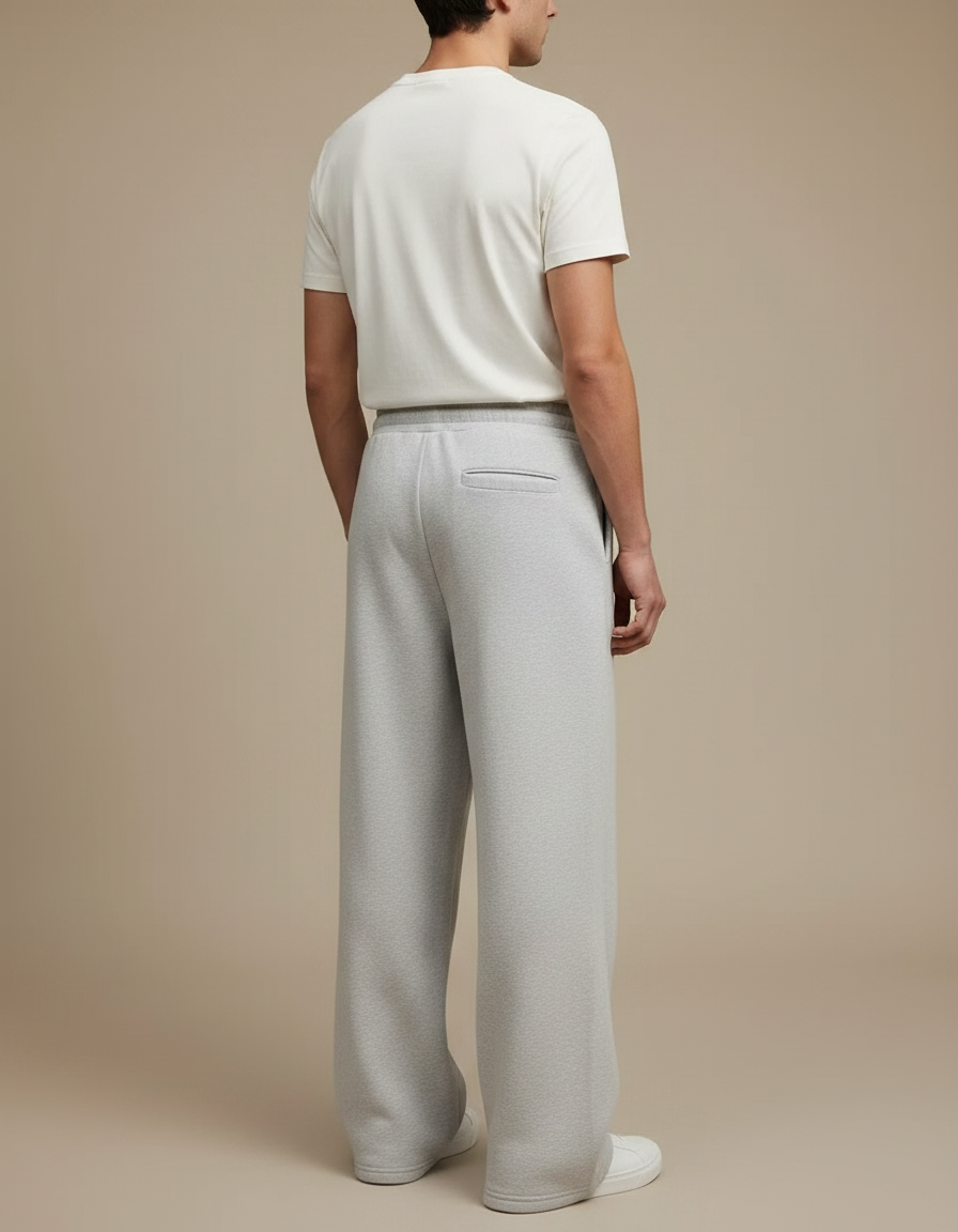 Pantalon À Pince Gris Ample Molleton Décontracté Homme - vue 2
