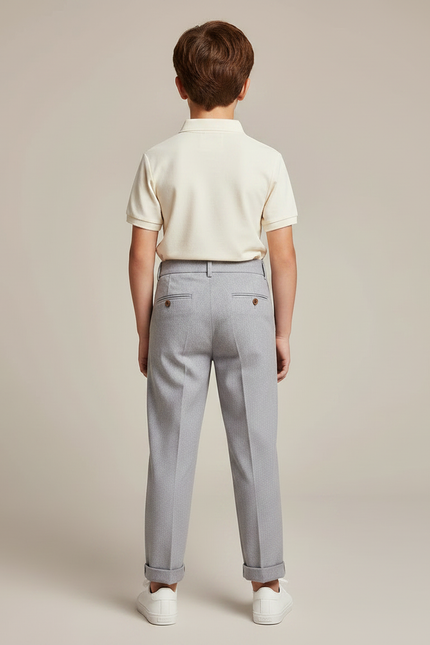 Pantalon À Pince Gris Clair Plissé Droit Garçon - Gabardine - vue 2