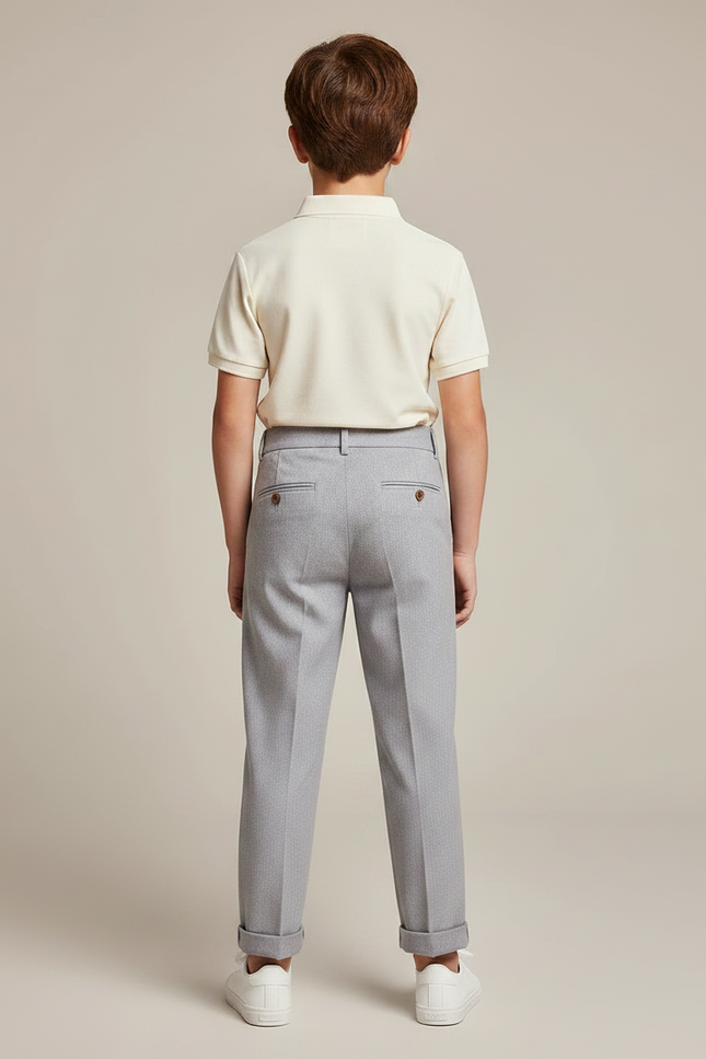 Pantalon À Pince Gris Clair Plissé Droit Garçon - Gabardine - vue 2