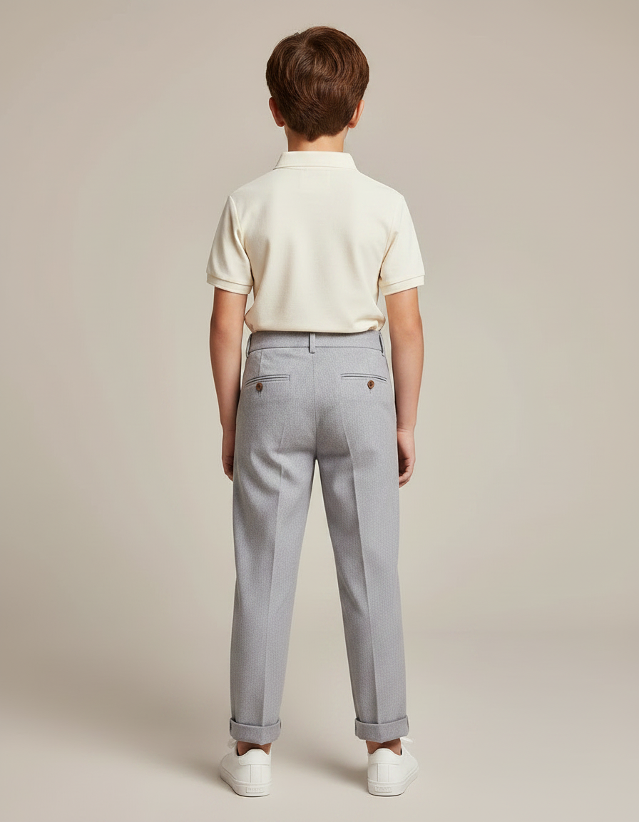 Pantalon À Pince Gris Clair Plissé Droit Garçon - Gabardine - vue 2
