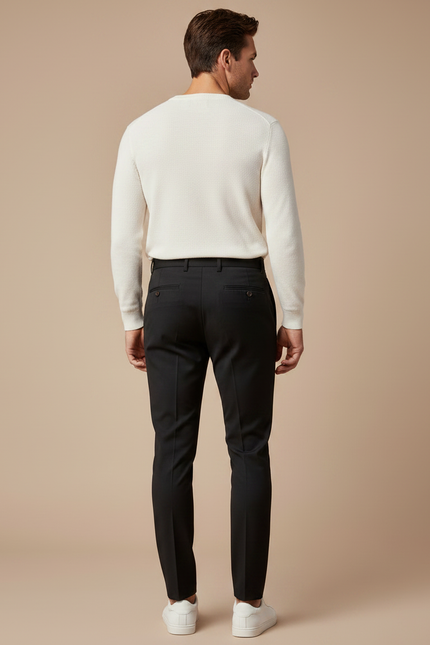Pantalon À Pince Noir Slim Plissé Homme Élégant - Gabardine - vue 2
