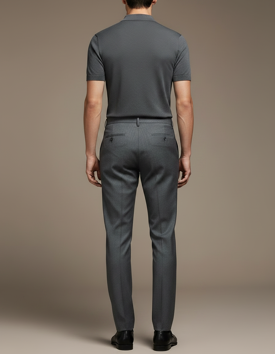 Pantalon À Pince Gris Foncé Droit Plissé Homme Formel - Gabardine - vue 2