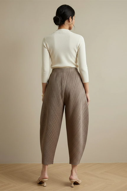 Pantalon Fluide À Pince Femme - Marron Polyester - vue 2
