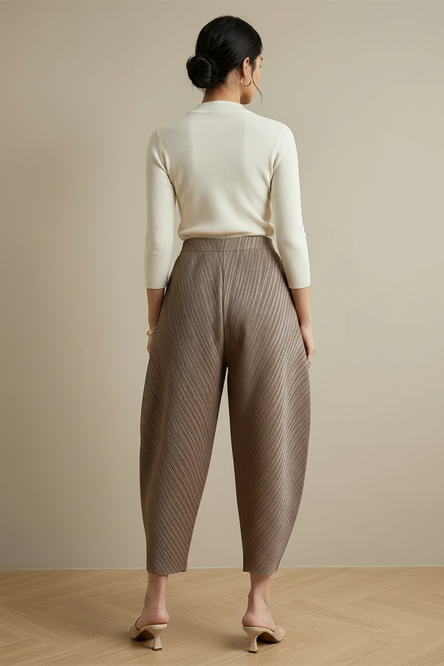 Pantalon Fluide À Pince Femme - Marron Polyester - vue 2