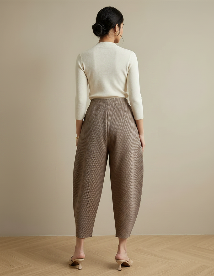Pantalon Fluide À Pince Femme - Marron Polyester - vue 2