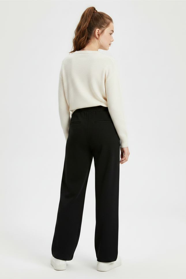 Pantalon À Pince Noir Ample Décontracté Enfant - Molleton - vue 2