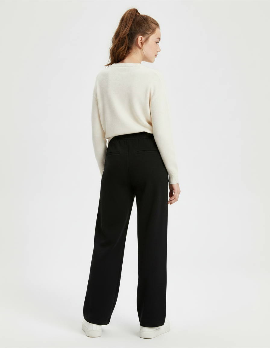 Pantalon À Pince Noir Ample Décontracté Enfant - Molleton - vue 2