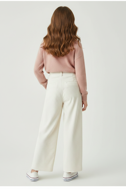 Pantalon À Pince Crème Côtelé Ample Décontracté Fluide - Beige Cordé - vue 2