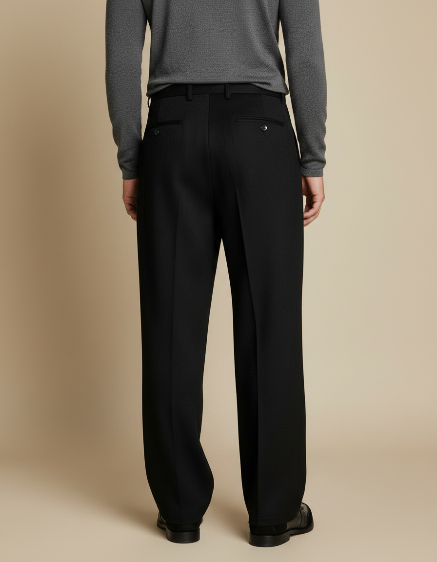 Pantalon À Double Pince Homme - Noir Laine - vue 2
