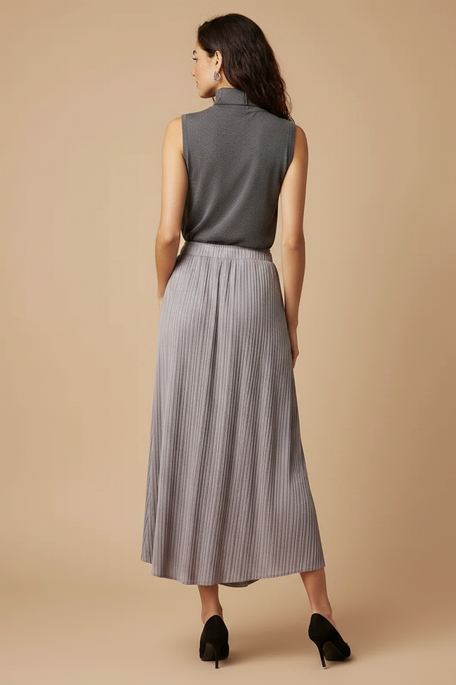 Pantalon À Pince Plissé Ample Fluide Gris Femme - Polyester - vue 2