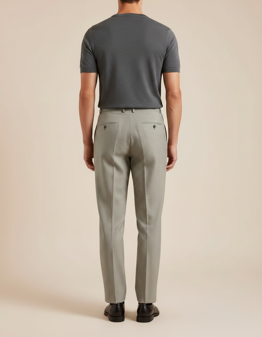 Pantalon À Pince Gris Clair Plissé Droit Élégant Homme - Gabardine - vue 2