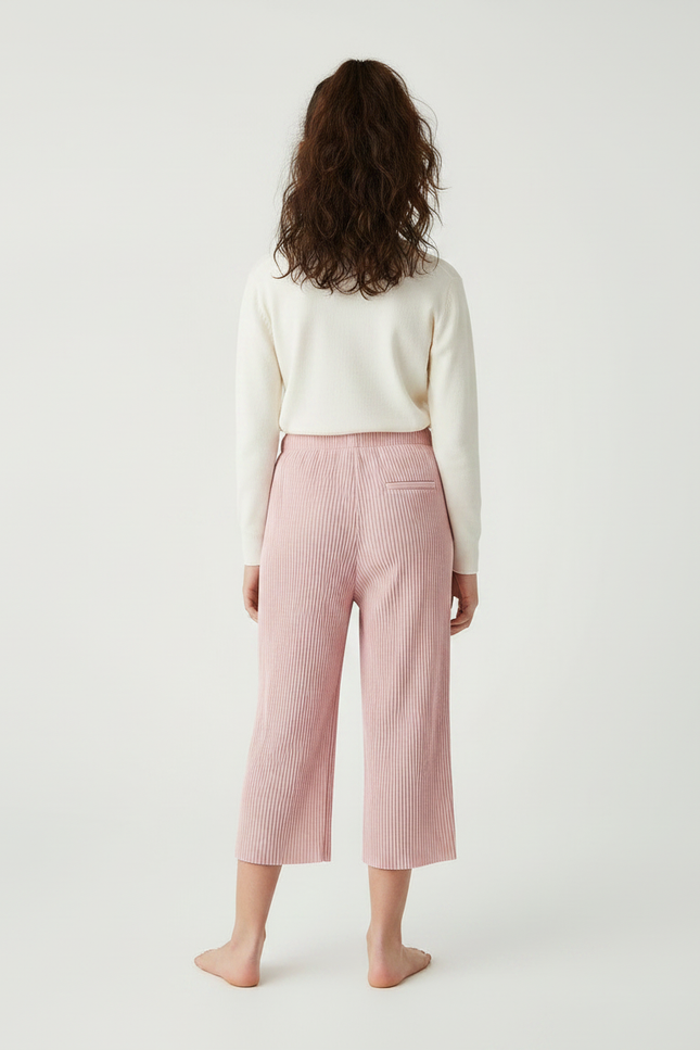 Pantalon À Pince Rose Plissé Ample Fille Décontracté - Polyester - vue 2
