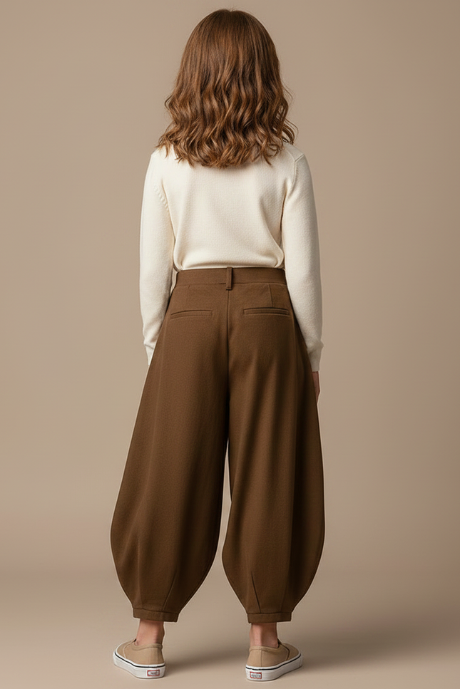 Pantalon À Pince D3a9 - Marron Laine - vue 2