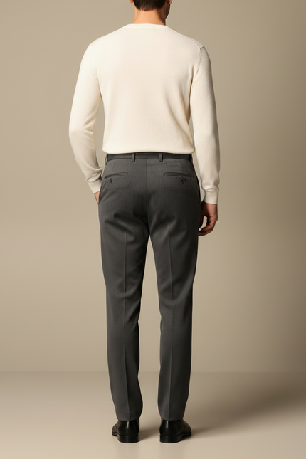 Pantalon À Pince Gris Anthracite Plissé Droit Homme Élégant - Gabardine - vue 2