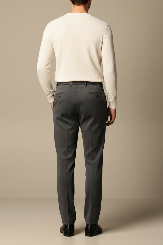 Pantalon À Pince Gris Anthracite Plissé Droit Homme Élégant - Gabardine - vue 2
