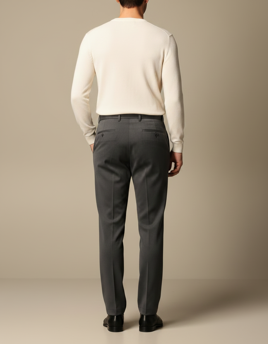 Pantalon À Pince Gris Anthracite Plissé Droit Homme Élégant - Gabardine - vue 2