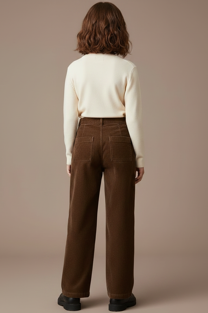 Pantalon À Pince 10ef - Marron Cordé - vue 2