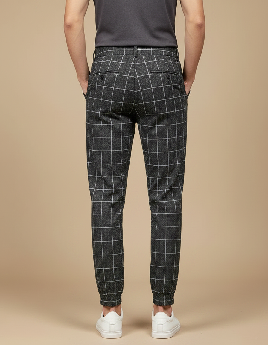 Pantalon À Pince À Carreau Homme - Gris Tweed - vue 2