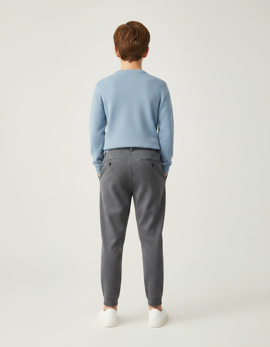 Pantalon À Pince Gris Élégant Plissé Garçon Décontracté - Maille - vue 2