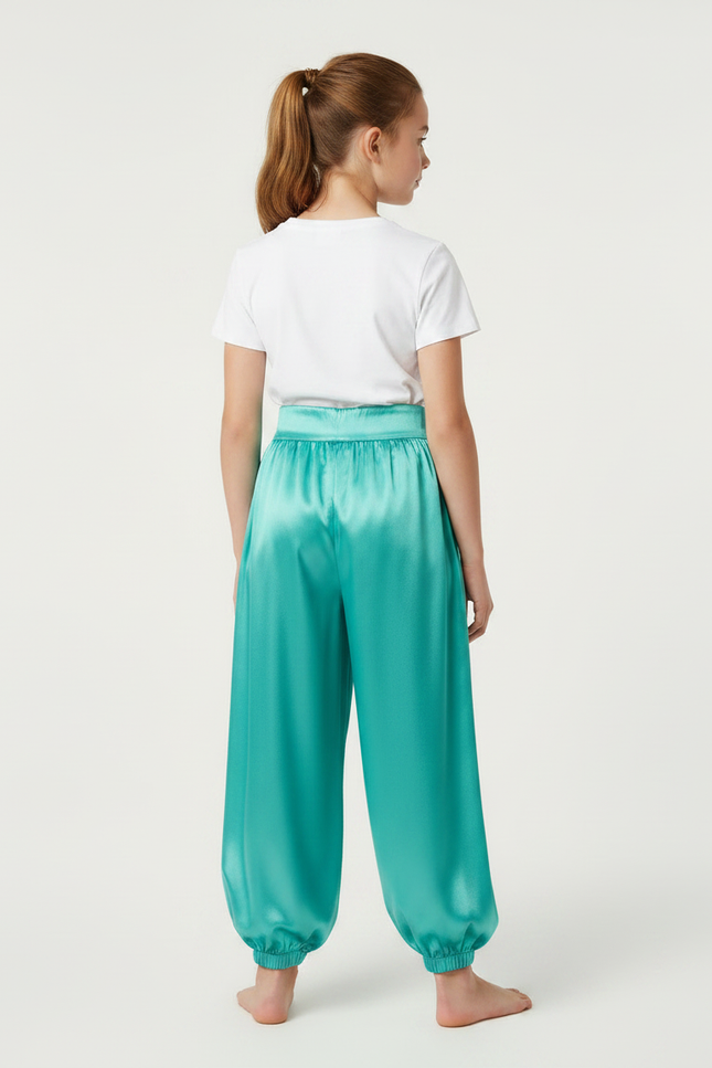 Pantalon À Pince Satiné Turquoise Ample Enfant - Bleu - vue 2