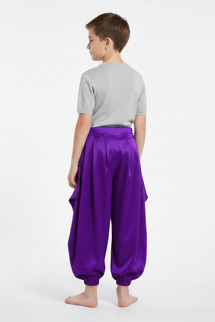 Pantalon À Pince Violet Satiné Ample Enfant Harem - vue 2