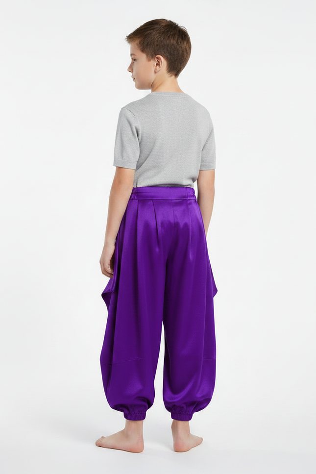 Pantalon À Pince Violet Satiné Ample Enfant Harem - vue 2