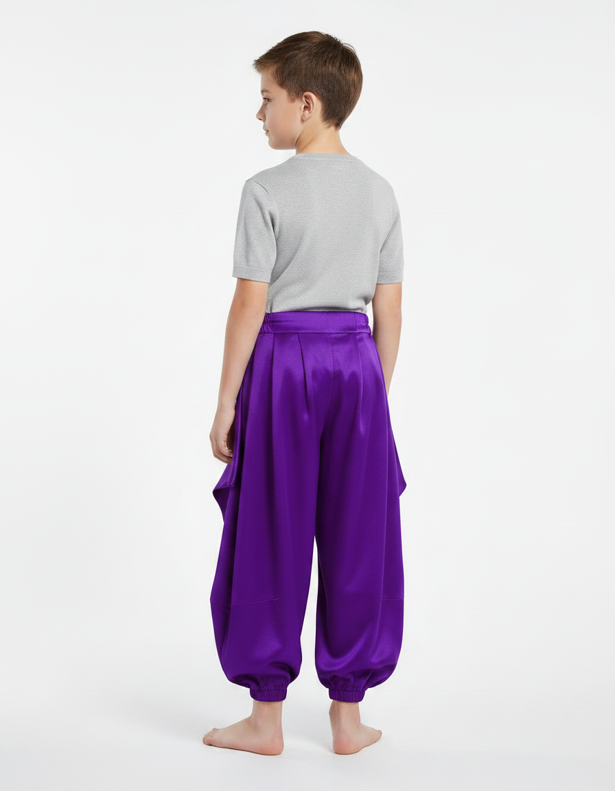 Pantalon À Pince Violet Satiné Ample Enfant Harem - vue 2