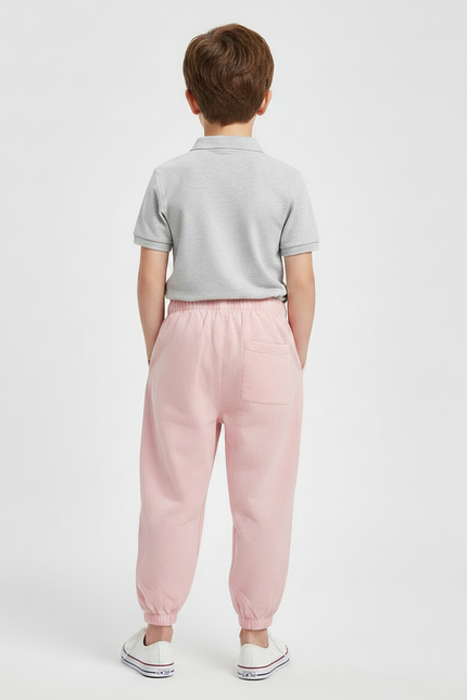 Pantalon À Pince Rose Coton Ample Enfant Décontracté - Molleton - vue 2