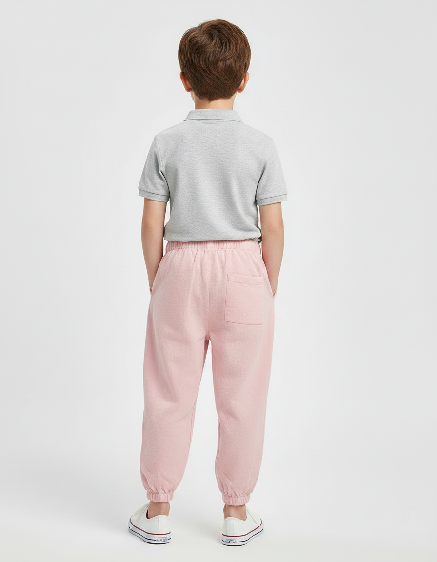 Pantalon À Pince Rose Coton Ample Enfant Décontracté - Molleton - vue 2