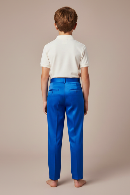 Pantalon À Pince Bleu Royal Satiné Plissé Enfant - vue 2