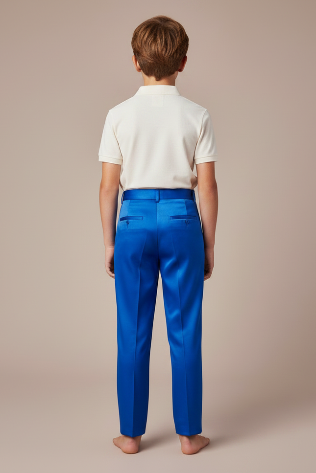 Pantalon À Pince Bleu Royal Satiné Plissé Enfant - vue 2