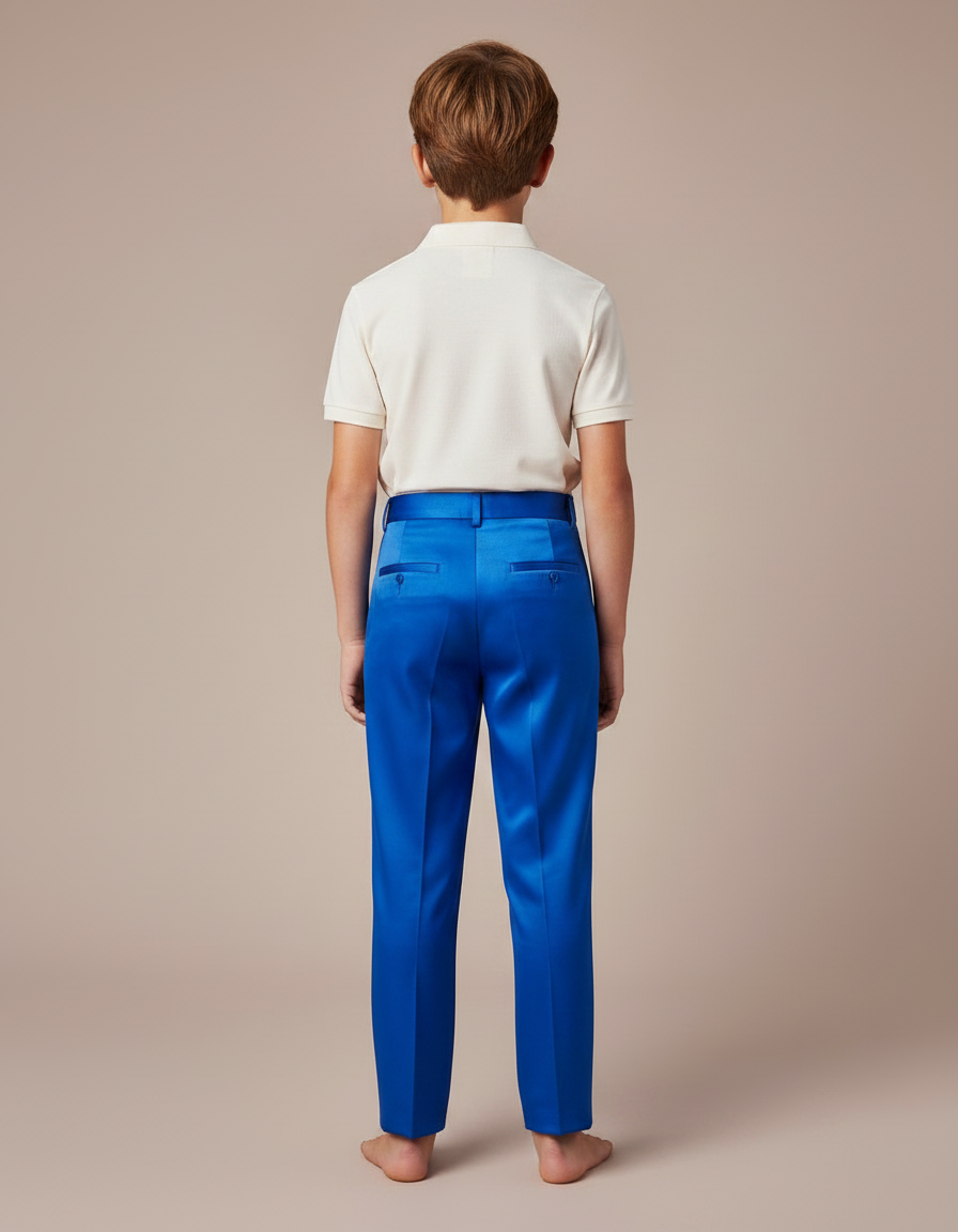 Pantalon À Pince Bleu Royal Satiné Plissé Enfant - vue 2