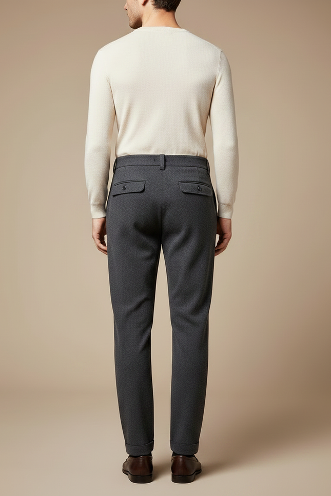 Pantalon À Pince Gris Foncé Laine Droit Décontracté Homme - vue 2