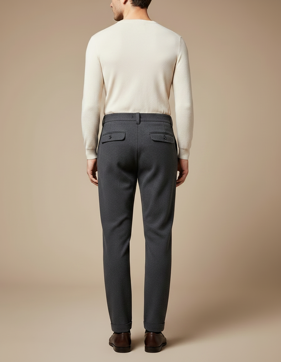 Pantalon À Pince Gris Foncé Laine Droit Décontracté Homme - vue 2
