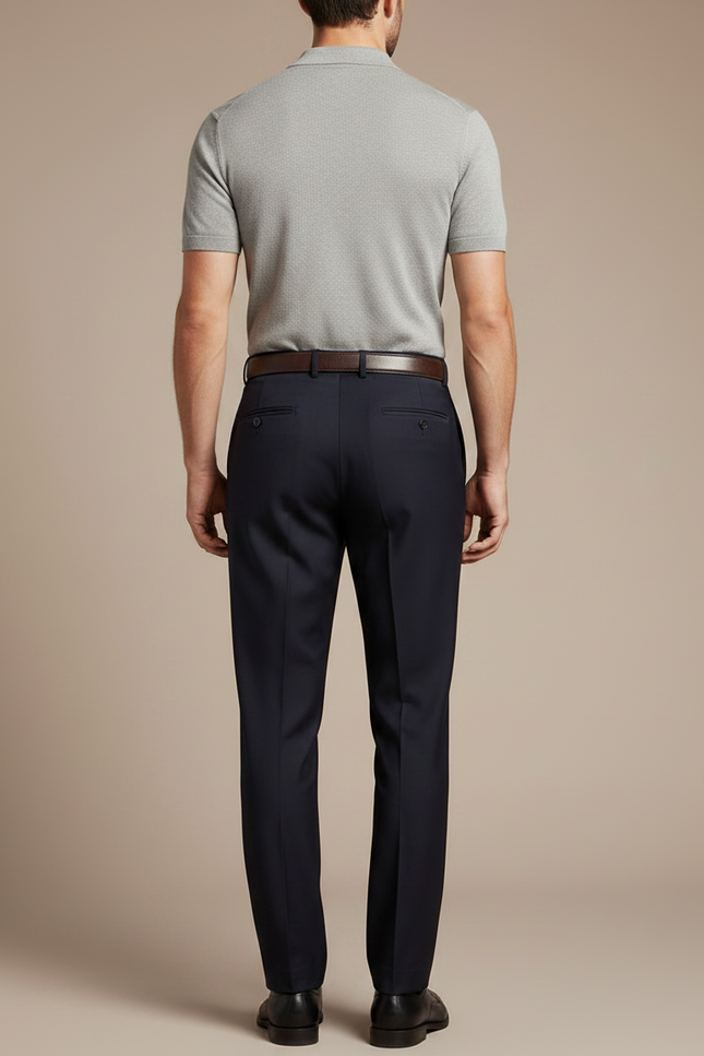 Pantalon À Pince E5b0 - Marine Gabardine - vue 2