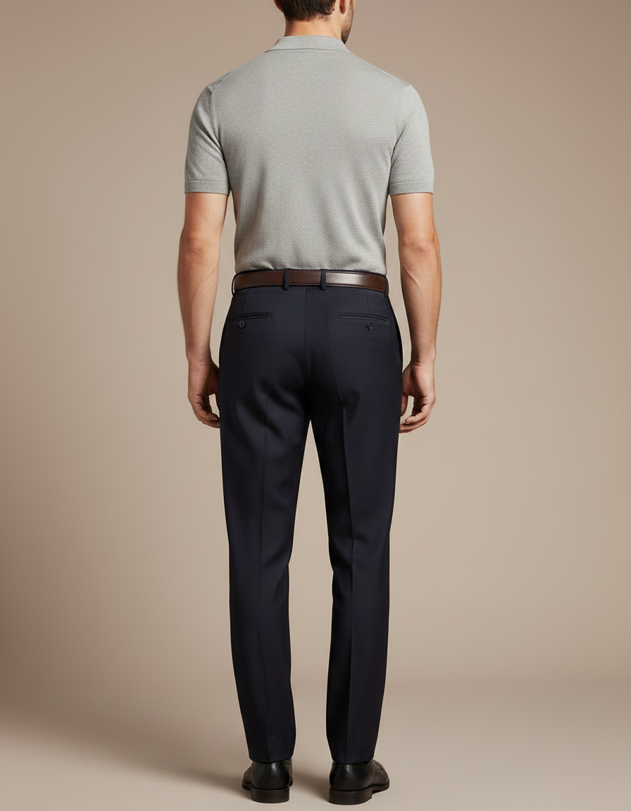 Pantalon À Pince E5b0 - Marine Gabardine - vue 2