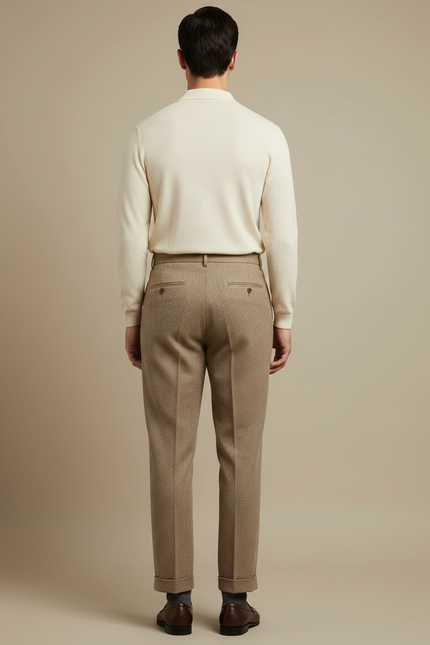 Pantalon À Pince B8c5 - Marron Tweed - vue 2