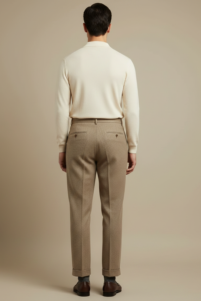 Pantalon À Pince B8c5 - Marron Tweed - vue 2