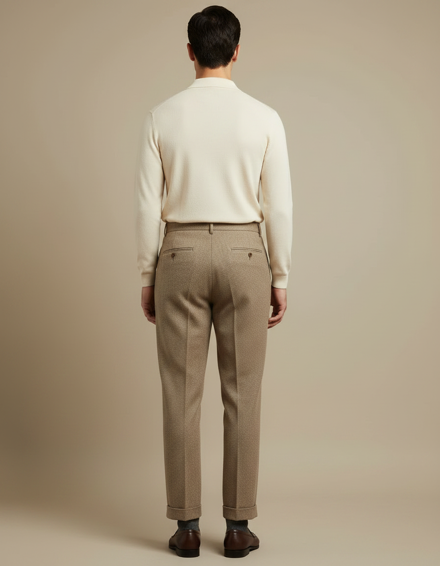 Pantalon À Pince B8c5 - Marron Tweed - vue 2