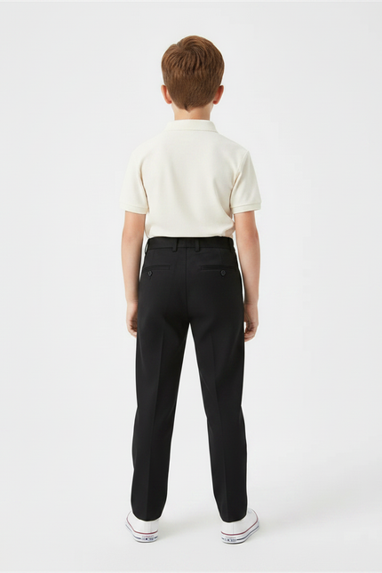 Pantalon À Pince Noir Plissé Droit Garçon Élégant - Gabardine - vue 2