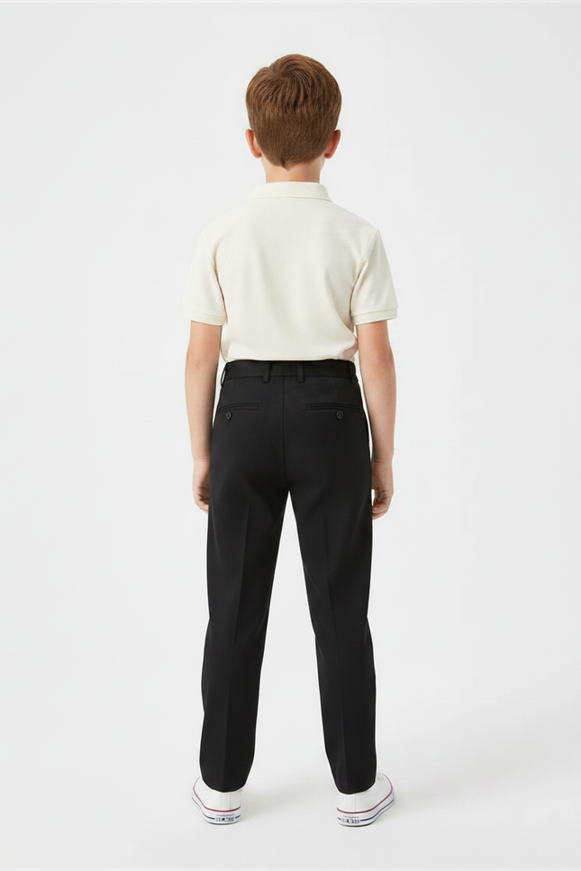 Pantalon À Pince Noir Plissé Droit Garçon Élégant - Gabardine - vue 2