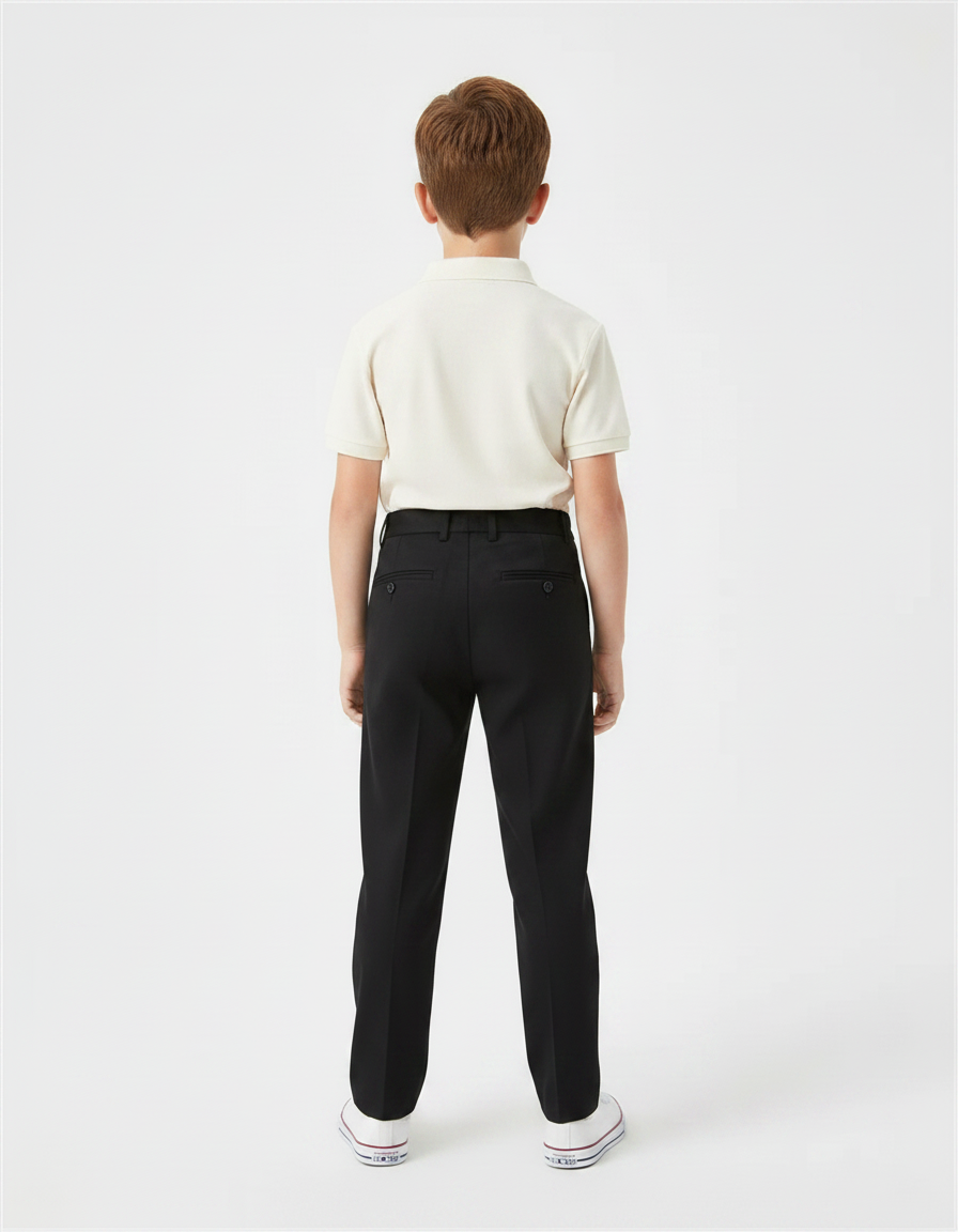 Pantalon À Pince Noir Plissé Droit Garçon Élégant - Gabardine - vue 2